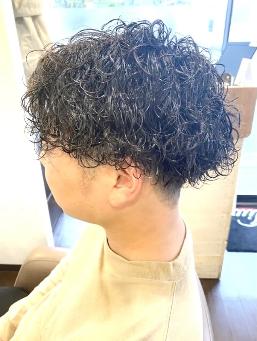 ミディアム パーマ メンズ カット パーマ 後藤 直樹のヘアスタイル