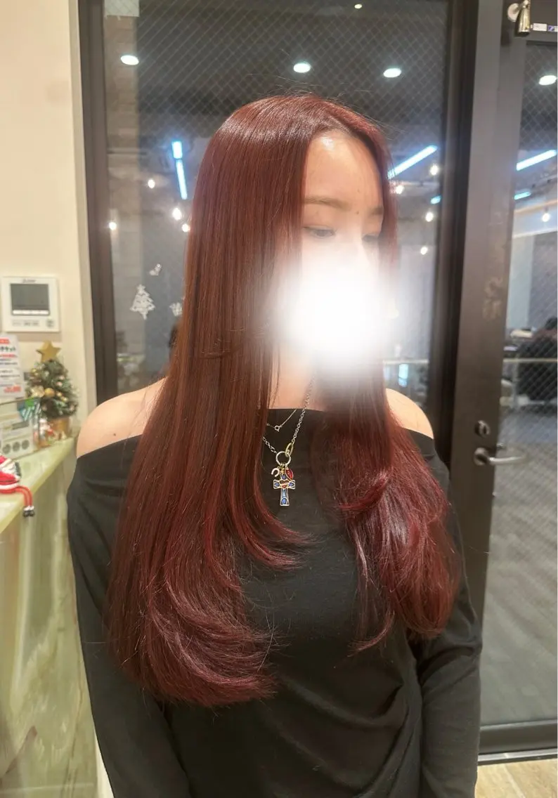 ロング カラー レッドカラー カット トリートメント 透明感/レイヤー /ダブルカラー🪽のヘアスタイル