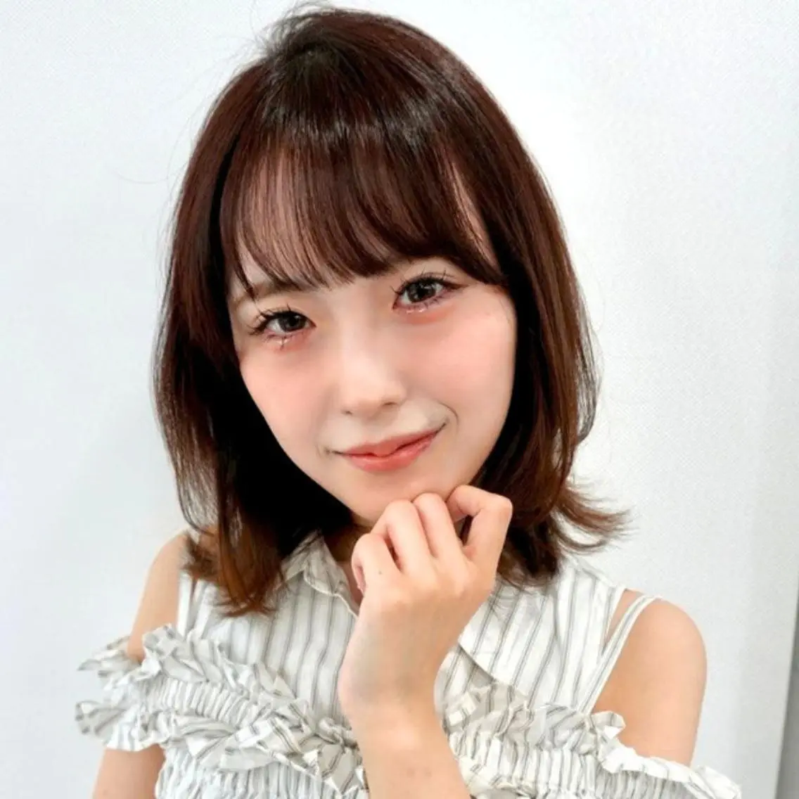ミディアム カラー ブラウンカラー ダークブラウン ボブ 小顔カット 外ハネヘア ❇️安達 優心❇️ レイヤー/艶髪特化のヘアスタイル