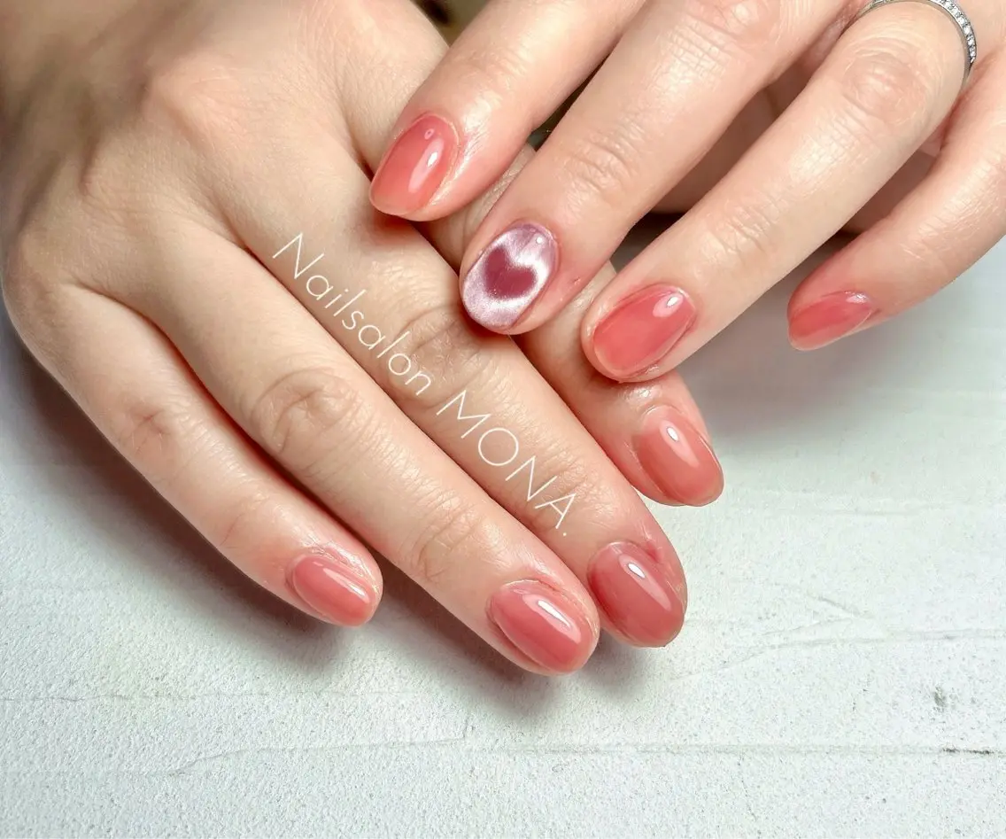 ネイル ハート マグネットネイル フットネイル Nailsalon MONA.のネイルデザイン