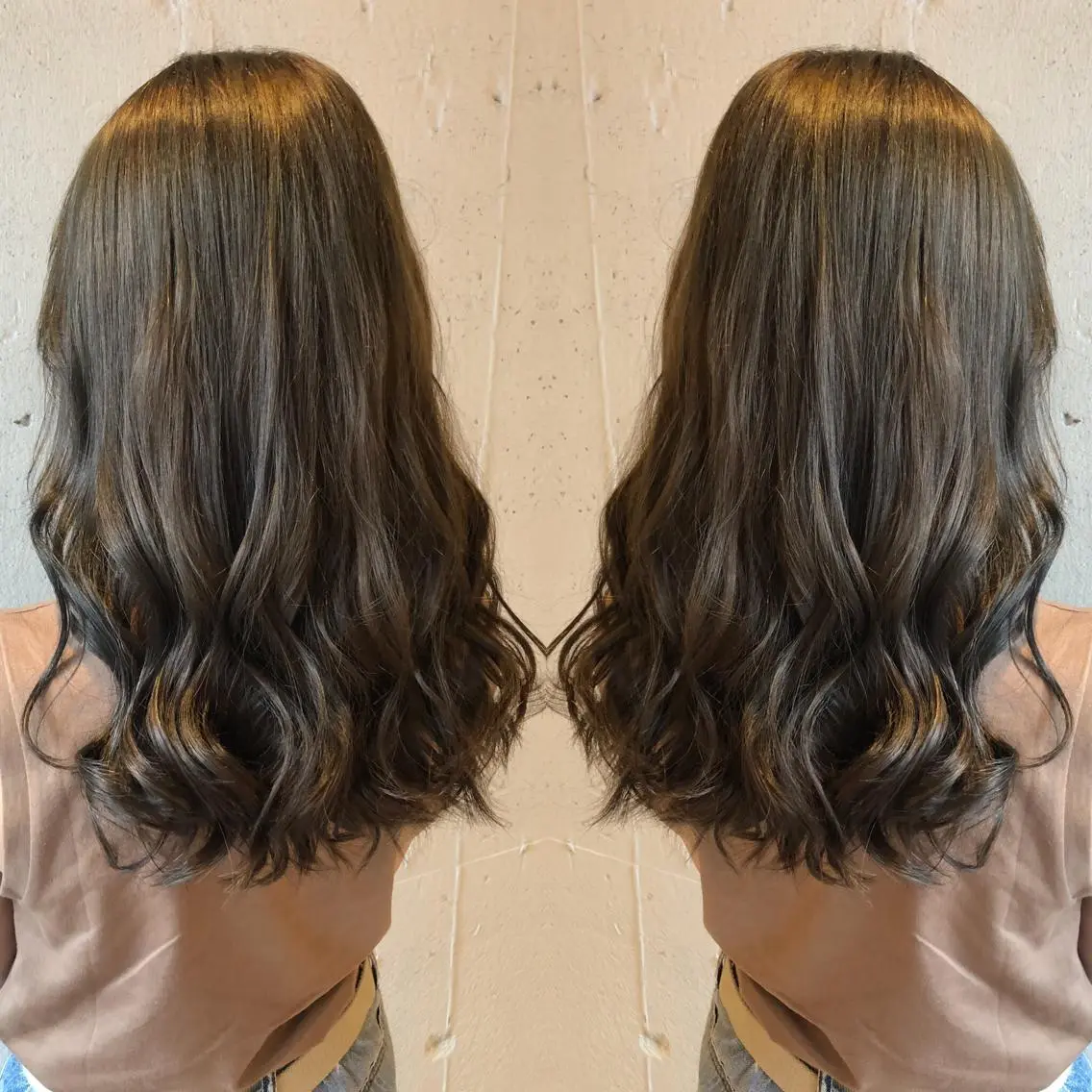 ロング アッシュ カット ヘアカラー トリートメント あらき ちさとのヘアスタイル