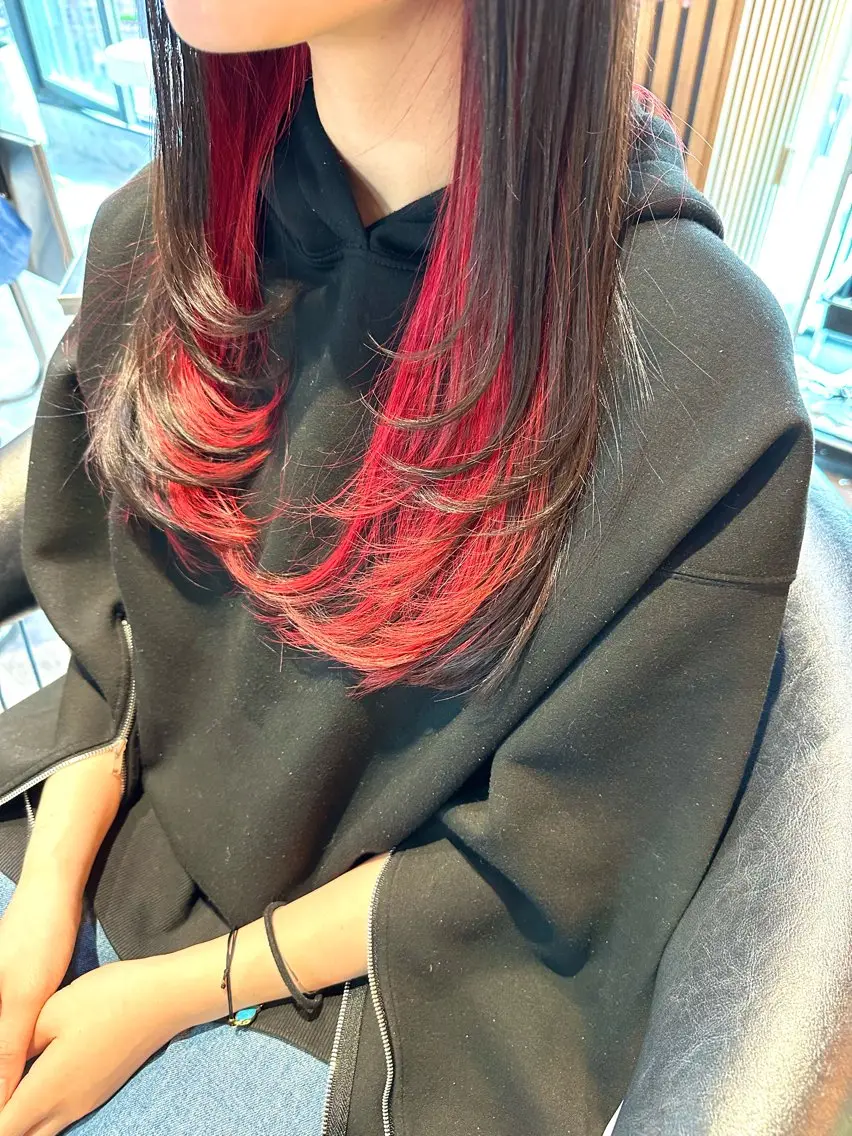 ロング カラー カット ヘアカラー 酸性ストレート/ 透明感カラー/中村利のヘアスタイル