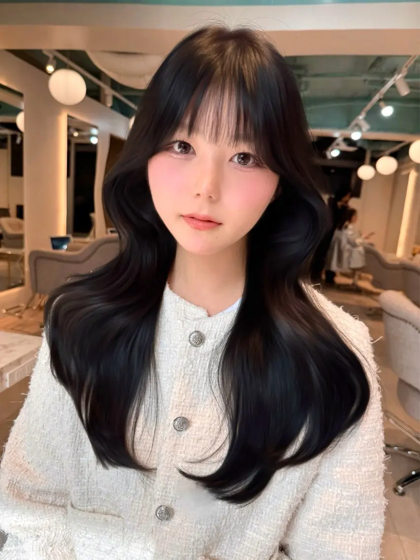 ロング カット ヘアカラー トリートメント ハイレイヤー/顔周り /レイヤーカットのヘアスタイル