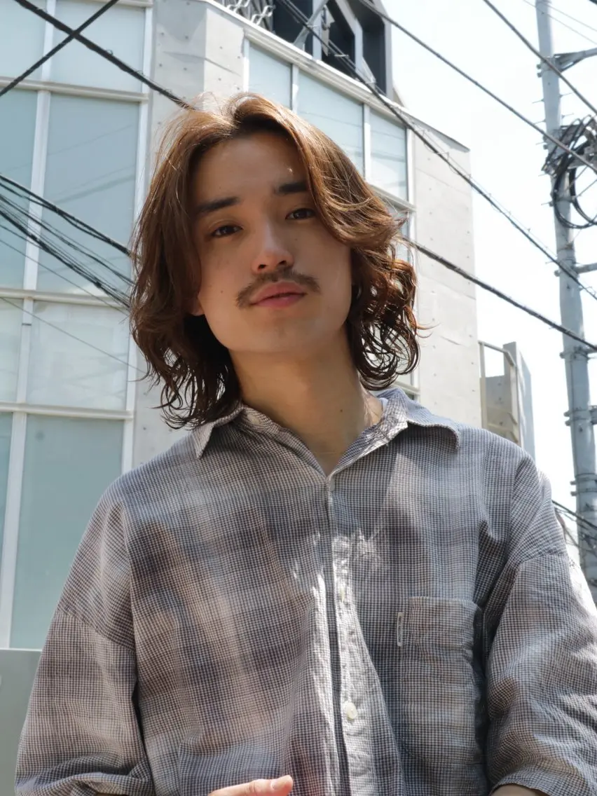 ミディアム パーマ メンズ ミディアムパーマ メンズパーマ カット パーマ fifthパーマ /シャドウ/廣田歩のヘアスタイル