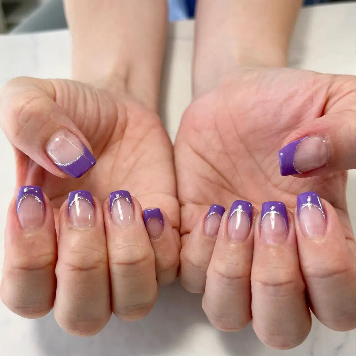 ネイル フレンチネイル ラメ(グリッター) Knail .いがわのネイルデザイン