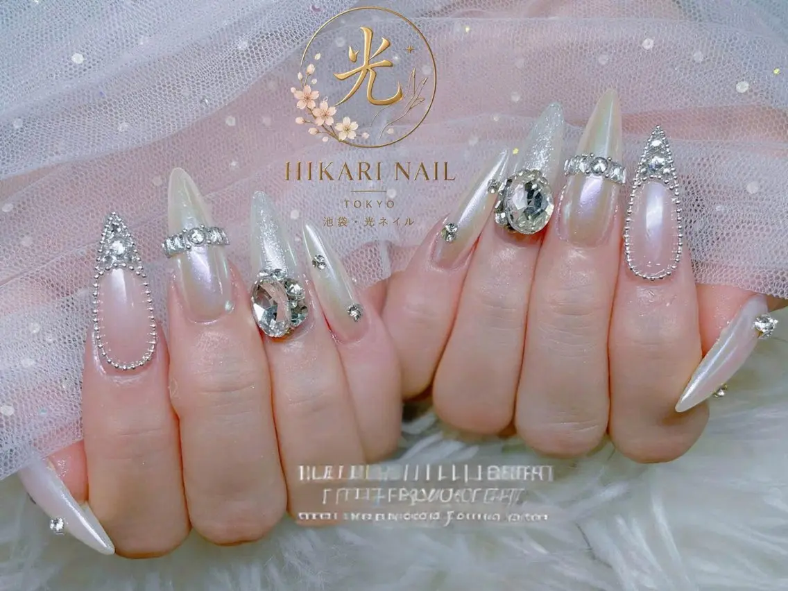 ネイル チークネイル 長さ出し フレンチネイル ガーリー ハロウィン ハンドネイル HikariNail Ikebukuroのネイルデザイン