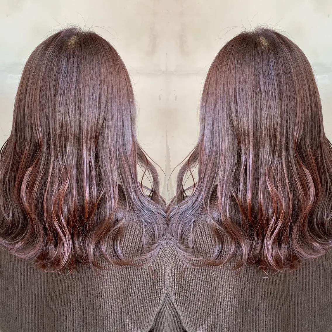 セミロング カラー アッシュ バレイヤージュ ベージュカラー ブロンド ブルーカラー ヘアカラー レイヤーカット/ 艶カラー/RYOMAのヘアスタイル