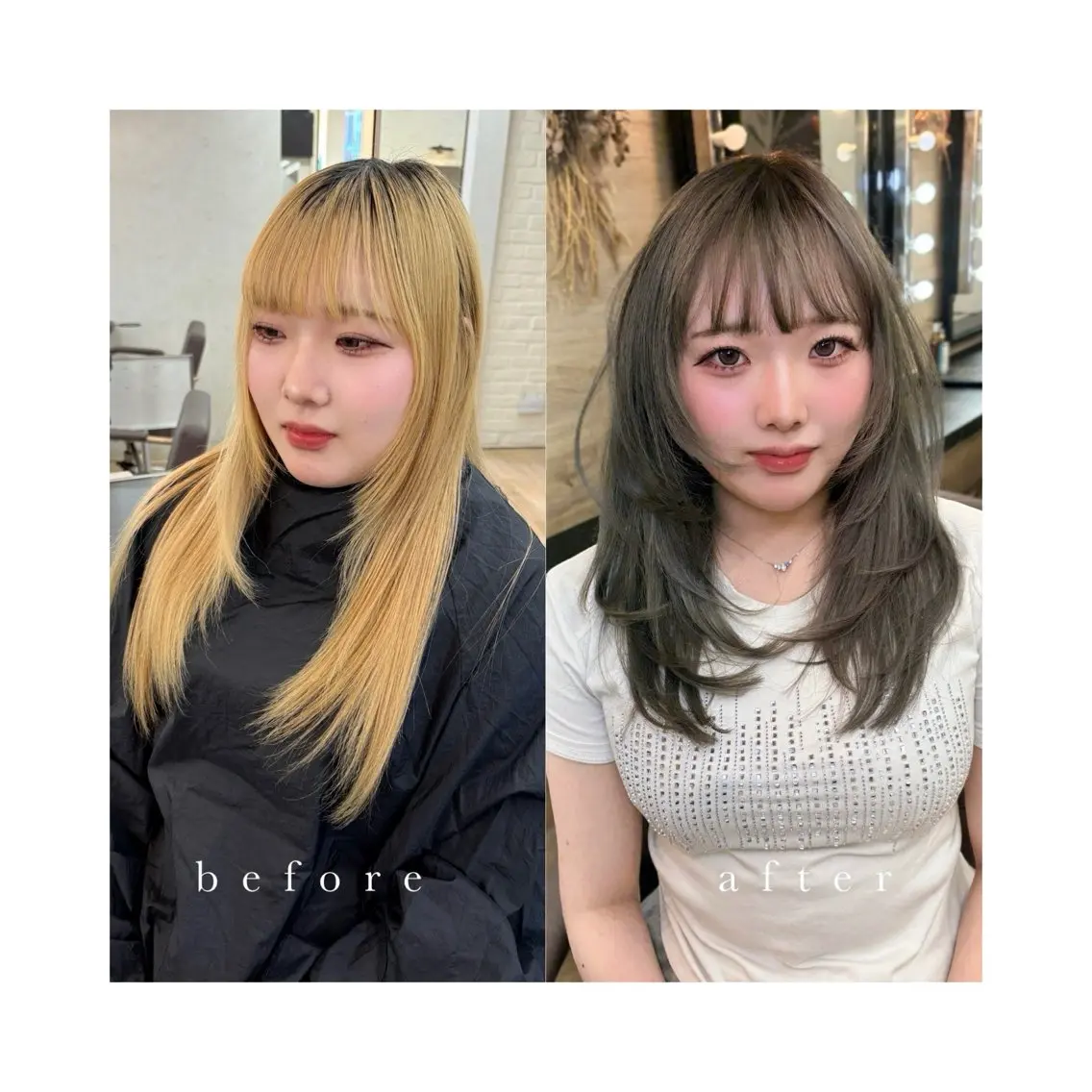 ミディアム 韓国風ヘア レイヤーカット ユナイテッド ビューティー西金沢のヘアスタイル
