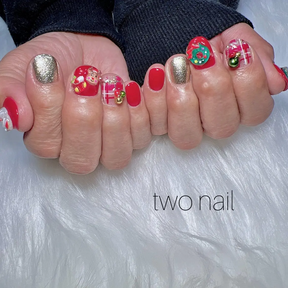 ネイル アートネイル ネイルチップ ホワイト ハンドネイル two nailのネイルデザイン