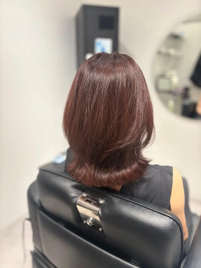 ミディアム カラー カット ヘアカラー トリートメント 高取大将 /髪質改善/艶髪のヘアスタイル