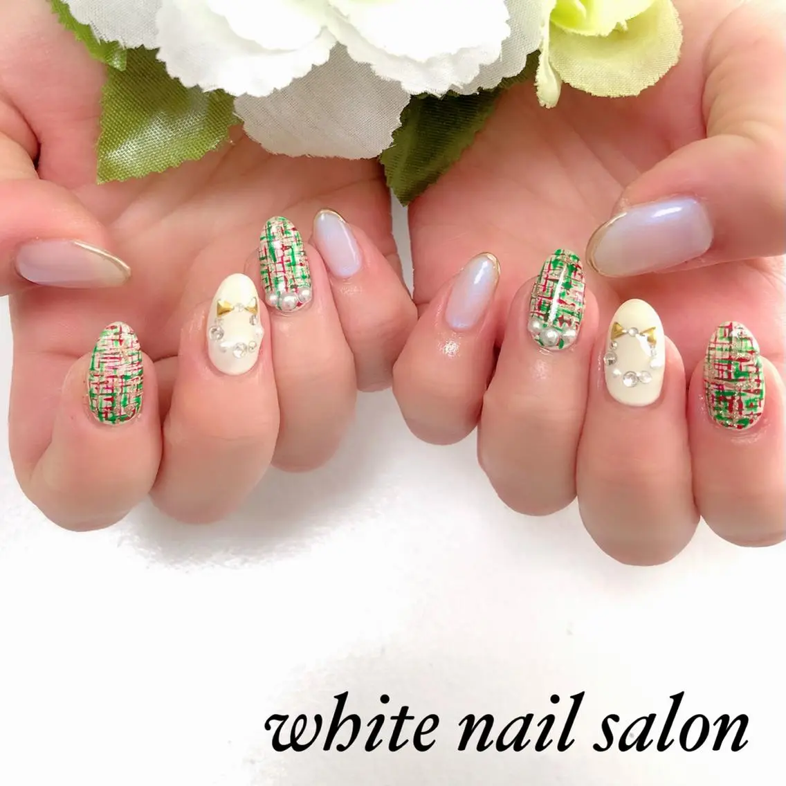 ネイル ジェルネイル ハードジェル 持ち込み ソフトジェル ハンドネイル white nail salonのネイルデザイン