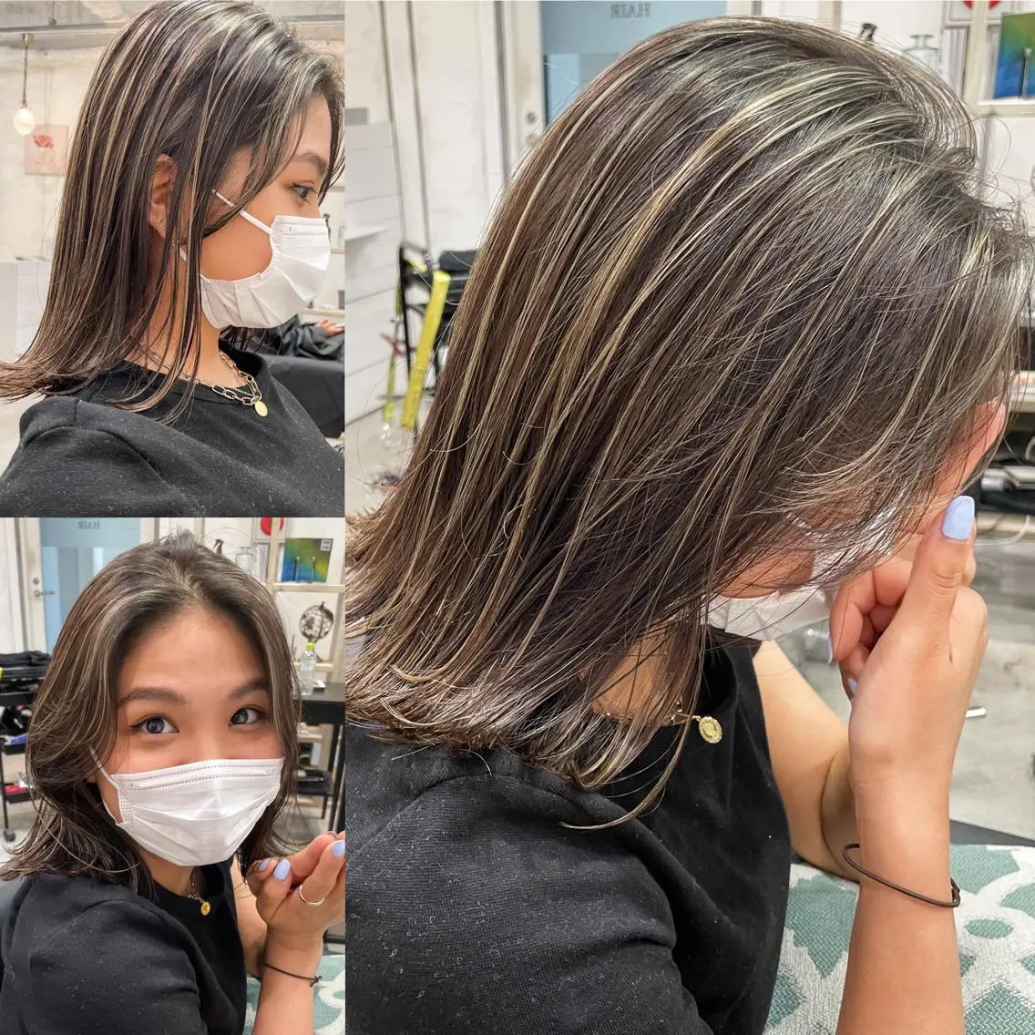 ミディアム カラー ヘアアレンジ ハイライトカラー ハイライト 縮毛矯正 髪質改善寺坂雄飛💐のヘアスタイル