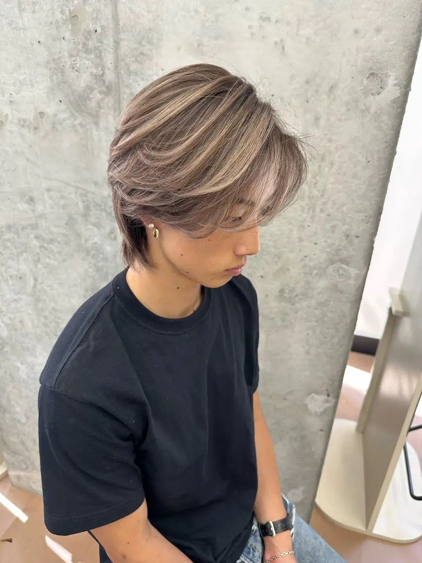 🔹メンズ外国人風ブリーチデザインカラー(シャドールーツorバレイヤージュorハイライト)🔹の写真