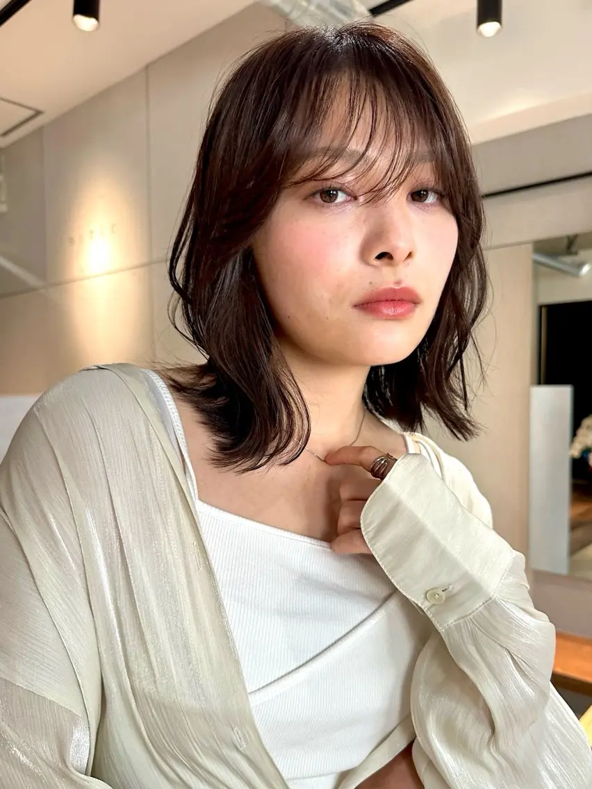 ミディアム カラー パーマ カット トリートメント ヘッドスパ kazuki【顔周り ×レイヤーカット】のヘアスタイル