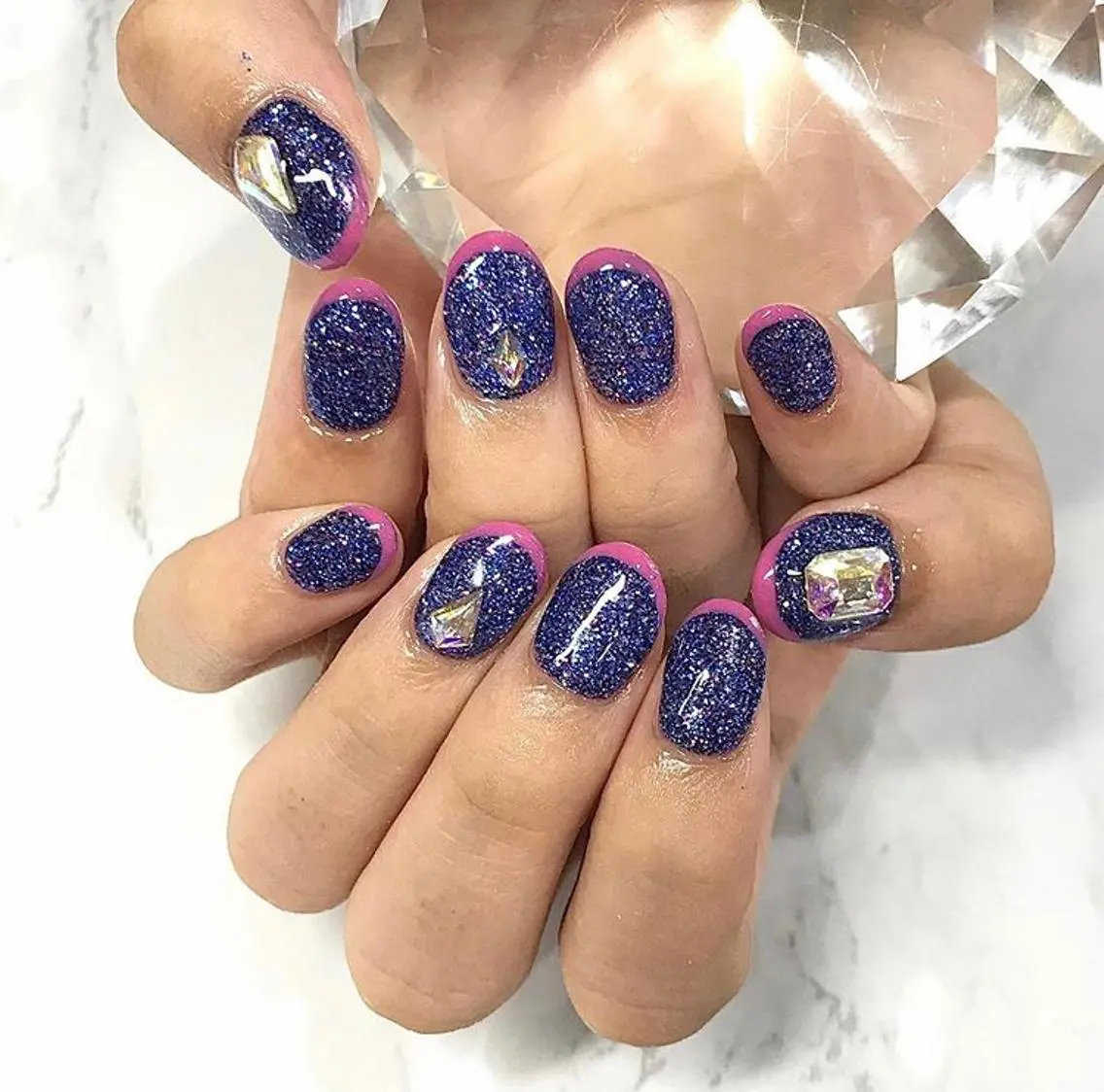 ネイル 渋谷／チップ長さ出し 👑アプレgel-xのネイルデザイン