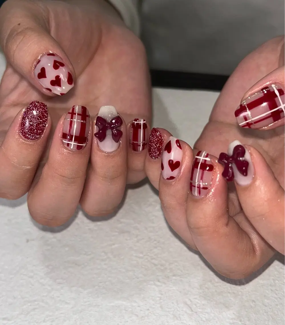 ネイル ジェルネイル ガーリー ハート キラキラネイル パラジェル ハンドネイル フットネイル Para Sol nail Maoのネイルデザイン
