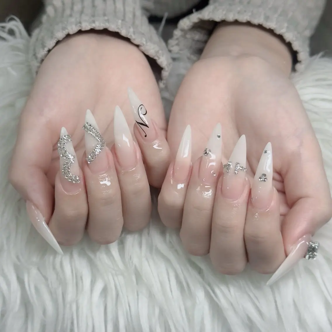 ネイル フットネイル フレンチネイル グラデーション 韓国ネイル ロングネイル ハンドネイル Hani Nail Salonのネイルデザイン