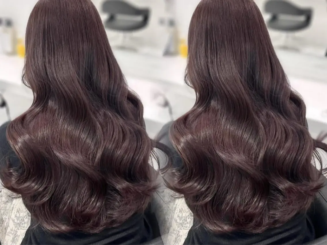 ロング カット ヘアカラー トリートメント 顔まわりレイヤー/諒 オリーブカラー/天神のヘアスタイル