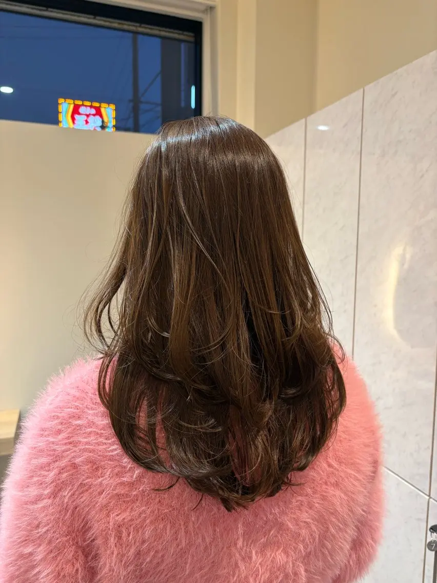 セミロング カラー レイヤーカット 小顔カット カット ヘアカラー レイヤー/透明感/髪 質改善/メンズ/佐藤のヘアスタイル