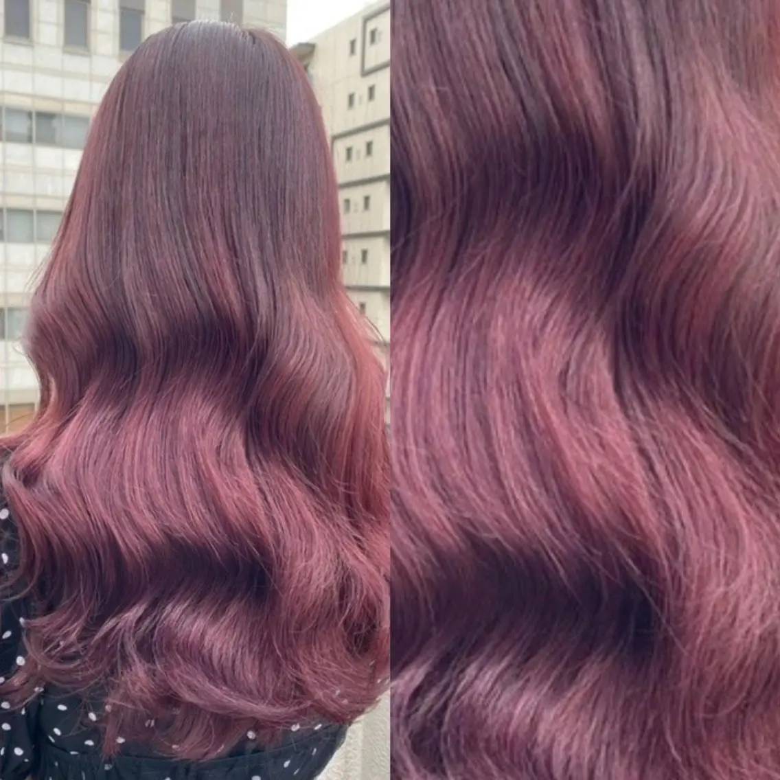 ロング カラー ブリーチ ブリーチなしカラー 髪質改善 トリートメント 💗愛され暖色💗 ピンク/レッド💗のヘアスタイル
