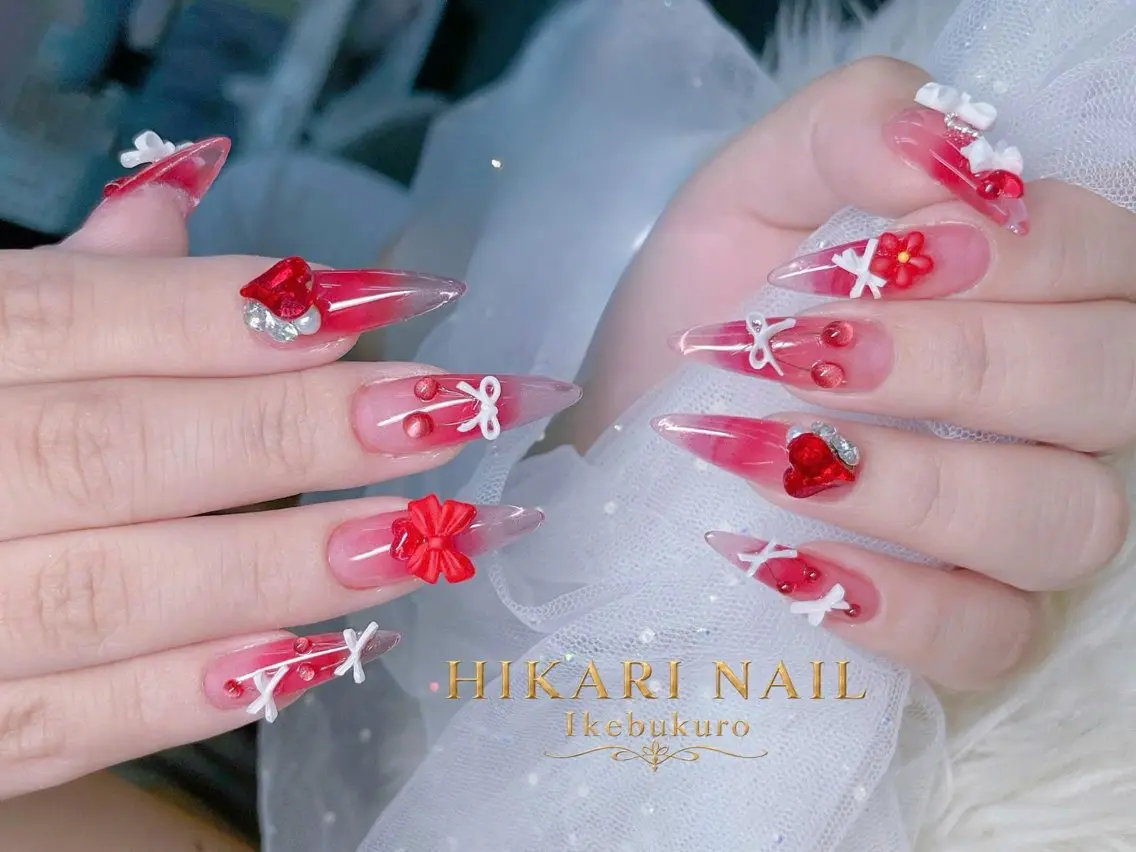 ネイル チークネイル 長さ出し フレンチネイル ガーリー ハロウィン ハンドネイル HikariNail Ikebukuroのネイルデザイン