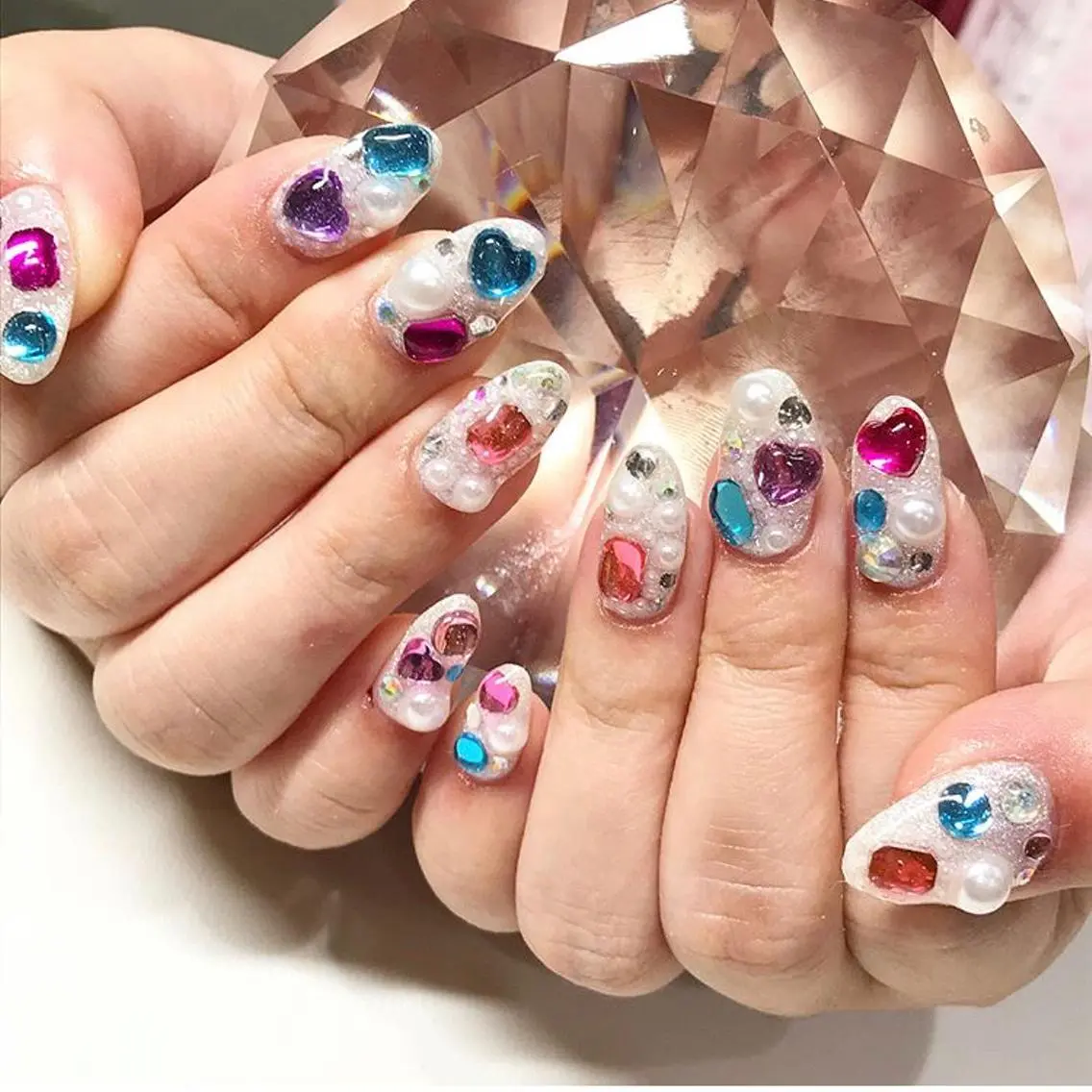 ネイル 渋谷／チップ長さ出し 👑アプレgel-xのネイルデザイン