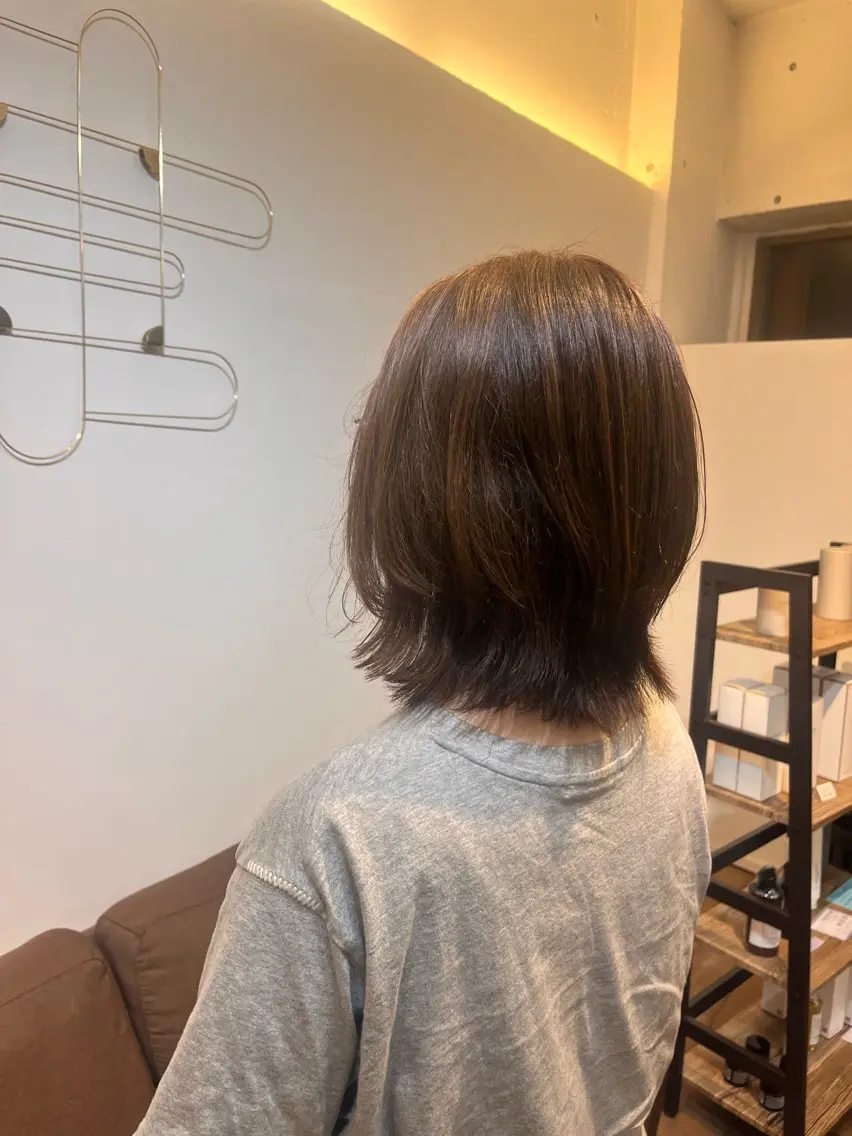 ミディアム ボブレイヤー ボブ くびれヘア レイヤーカット カット 臺 佳連のヘアスタイル