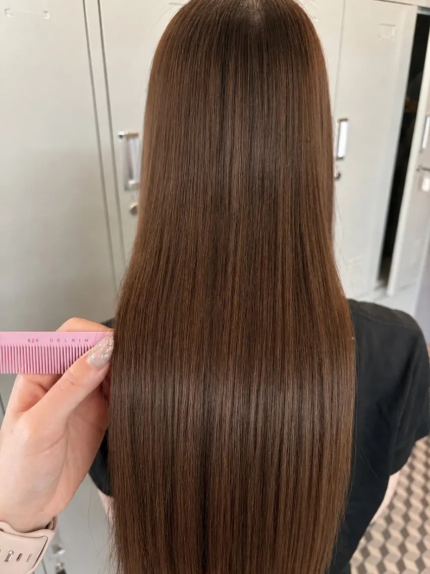 ロング 縮毛矯正 長代 結日香のヘアスタイル