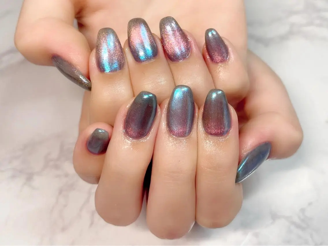 ネイル オーロラネイル ラメ(グリッター) マグネットネイル ハンドネイル Nail Salon KURELLYのネイルデザイン