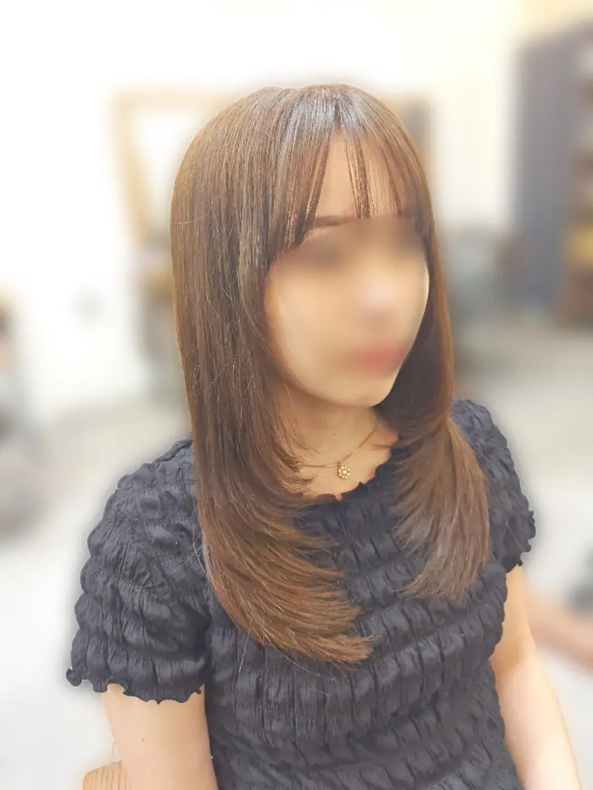 ロング ハッシュカット 韓国風ヘア レイヤーカット 澤田 あきのヘアスタイル