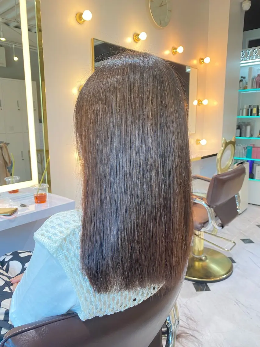 セミロング カラー くせ毛 髪質改善 トリートメント 酸性ストレート ヘアカラー 縮毛矯正 トリートメント 梅田中崎町髪質改善 /オキヒロト/エコルのヘアスタイル