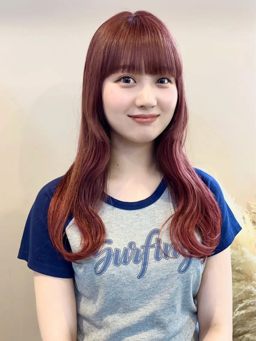 ロング カラー ブリーチ ブラウンカラー ダブルカラー ブリーチなしカラー レッドカラー YUZUKI 🌙のヘアスタイル