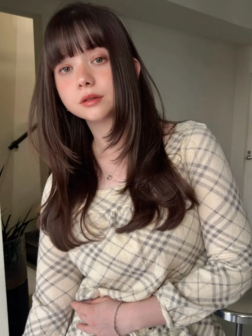 ロング カラー グレージュ カット ヘアカラー 盛れるレイヤーカット jilblanカホのヘアスタイル