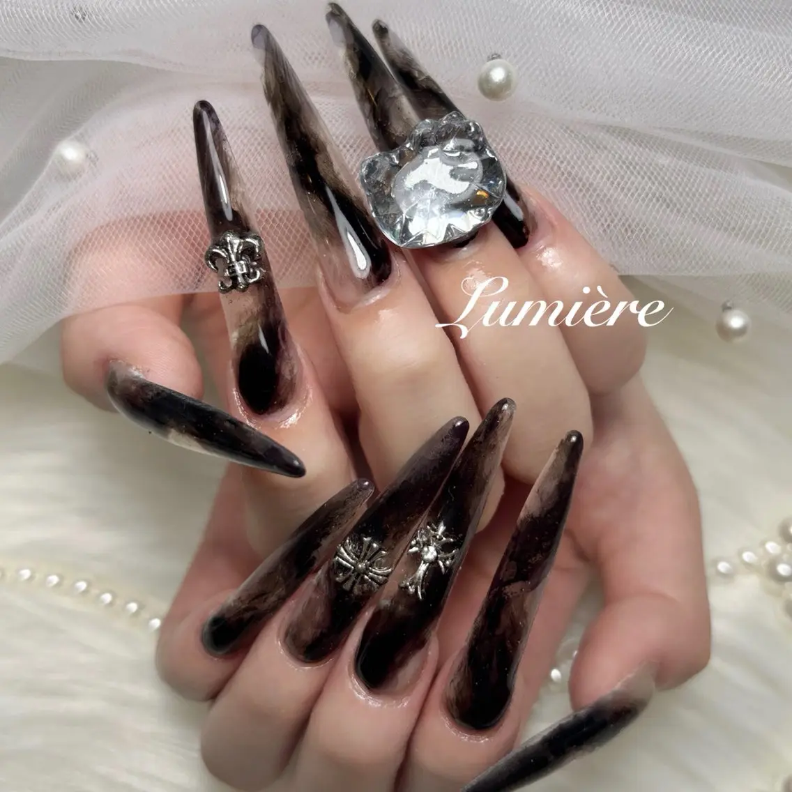 ネイル ロングネイル スーパーロングネイル ハンドネイル Lumière| ロング|ワンホンのネイルデザイン