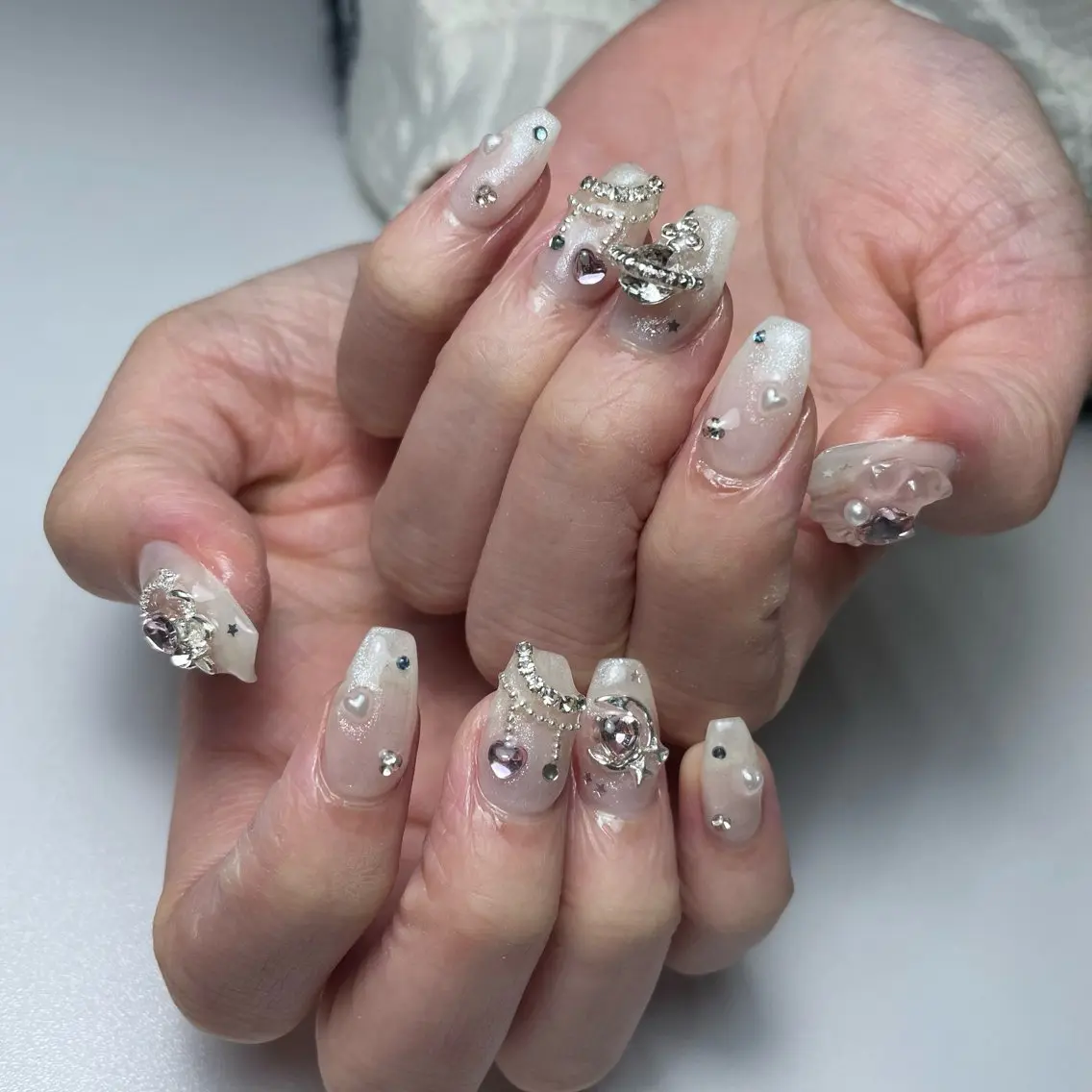 ネイル ブルー チークネイル フラッシュネイル フットネイル ジェルネイル ハンドネイル Sugar. ひかり໒꒱˚.*のネイルデザイン