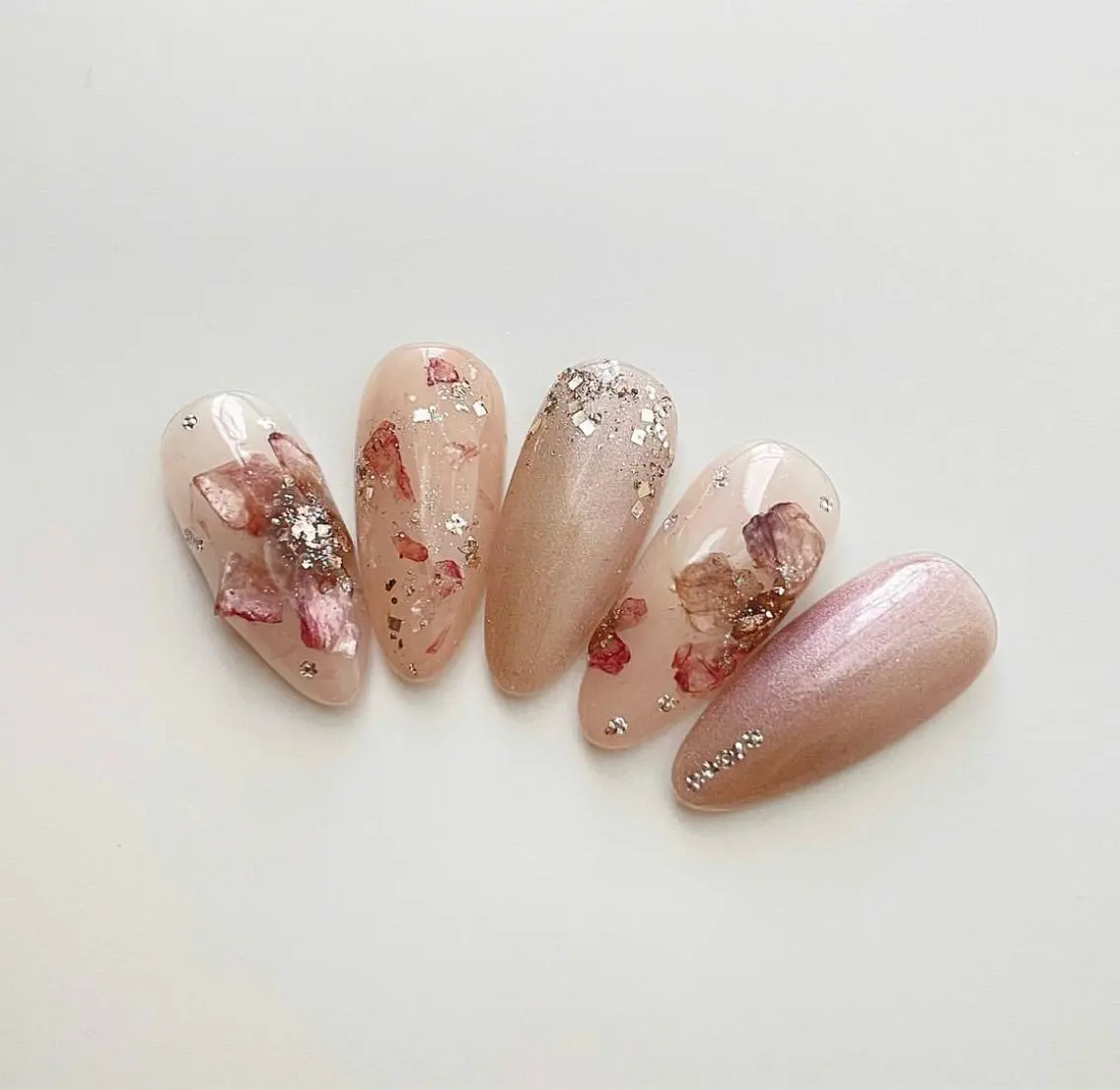 ネイル ブラウン ジェルネイル キラキラネイル 大理石ネイル(マーブル) ニュアンスネイル ハンドネイル MIU 　nailのネイルデザイン
