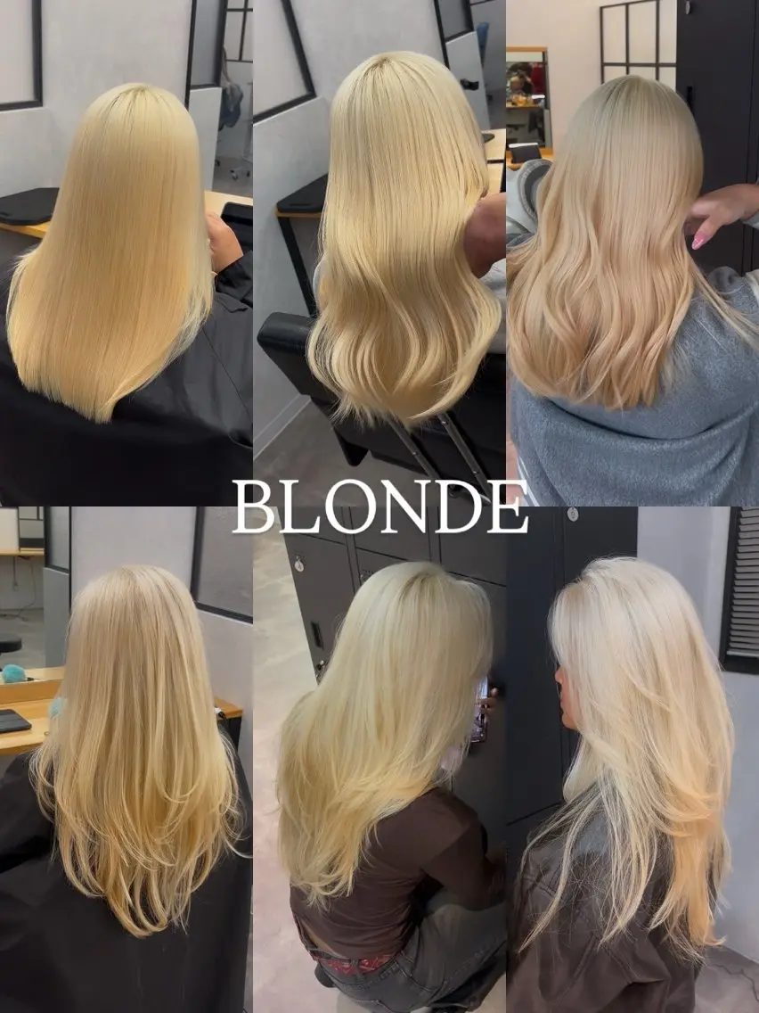 ロング カラー ブリーチ ブロンド ハイトーンカラー カット ヘアカラー 🌟心斎橋レイヤー 艶ハイトーン/ウルフのヘアスタイル