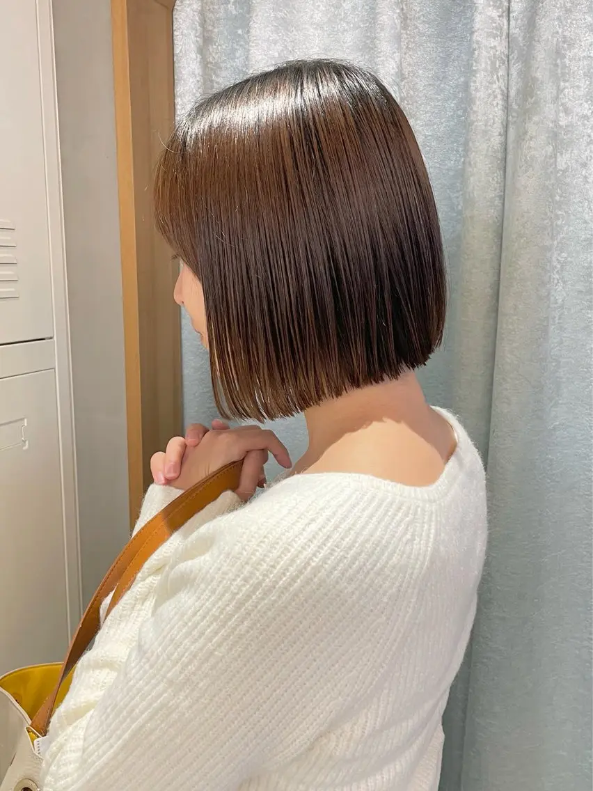 ショート カット ヘアカラー トリートメント オリーブベージュ/ボ ブ縮毛矯正たまき🧡のヘアスタイル
