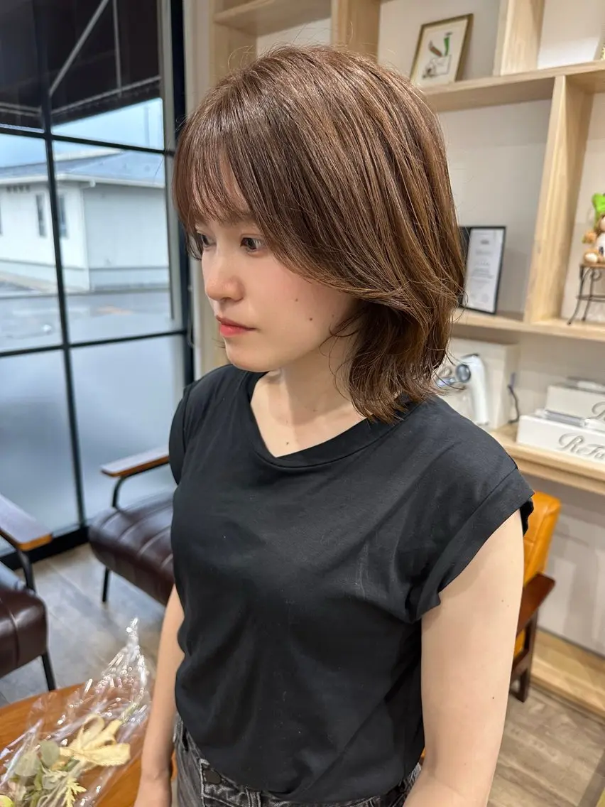 ミディアム カラー パーマ ヘアアレンジ くびれヘア 似合わせカット カット ヘアカラー トリートメント 髪質改善/韓国風 レイヤー/田村祐樹のヘアスタイル
