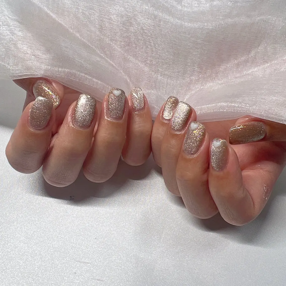 ネイル ジェルネイル 韓国ネイル ラメ(グリッター) マグネットネイル ミラーネイル ハンドネイル nail salon Rewardのネイルデザイン