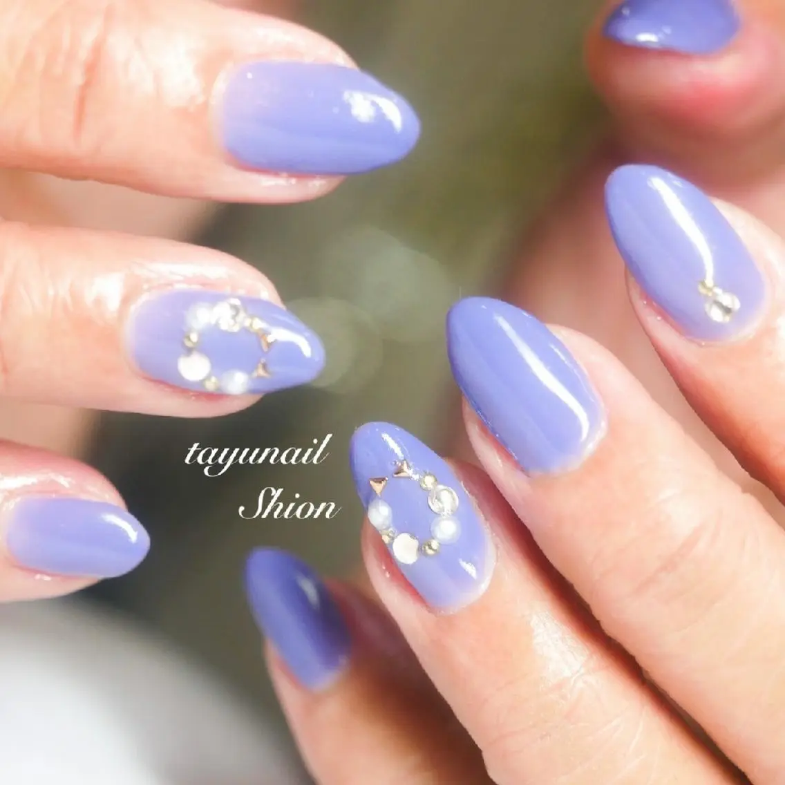 ネイル アートネイル ブルー ジェルネイル パラジェル パープル ネイルサロン 【たゆnail】のネイルデザイン