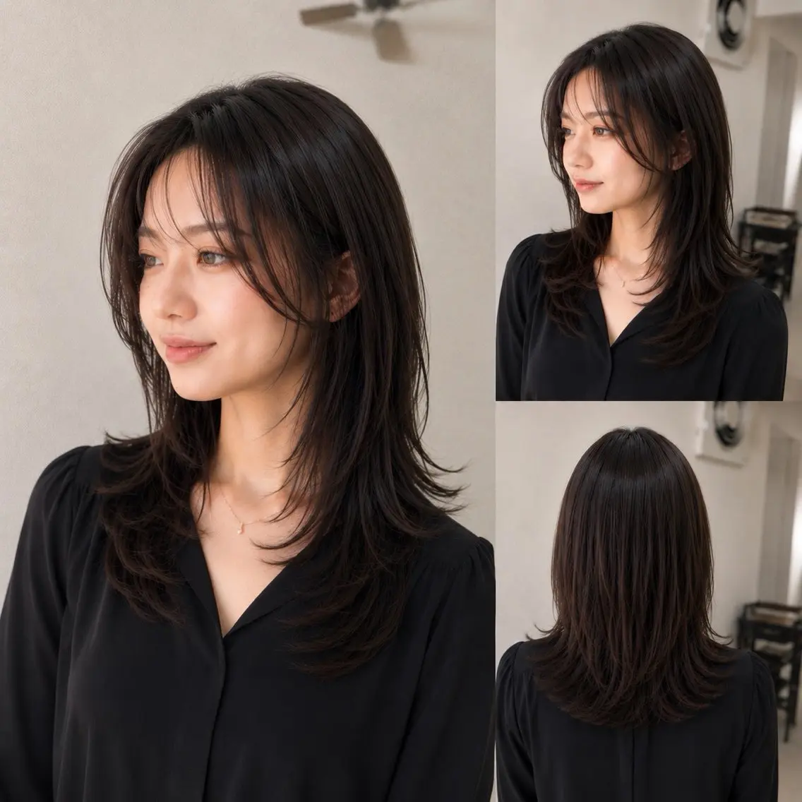 セミロング カット 縮毛矯正 トリートメント 天王町×韓国レイヤー 髪質改善 佐藤友茉のヘアスタイル