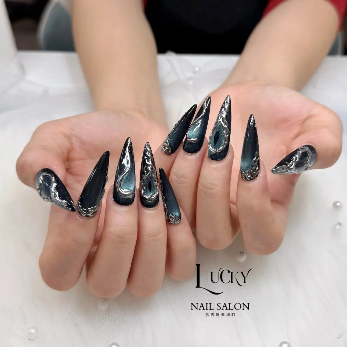 ネイル 長さ出し フットネイル ジェルネイル 韓国ネイル マグネットネイル ハンドネイル Lucky Nail Salonのネイルデザイン