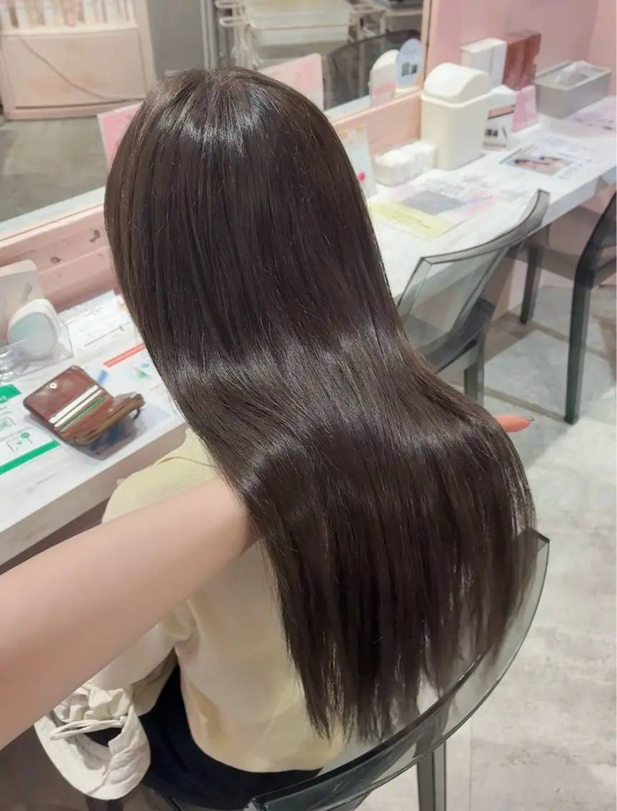 セミロング カラー 透明感カラー ダークグレー ダークグレージュ グレージュ オレンジ ヘアカラー トリートメント 髪質改善縮毛/透明感 カラー/AIRI🦋のヘアスタイル