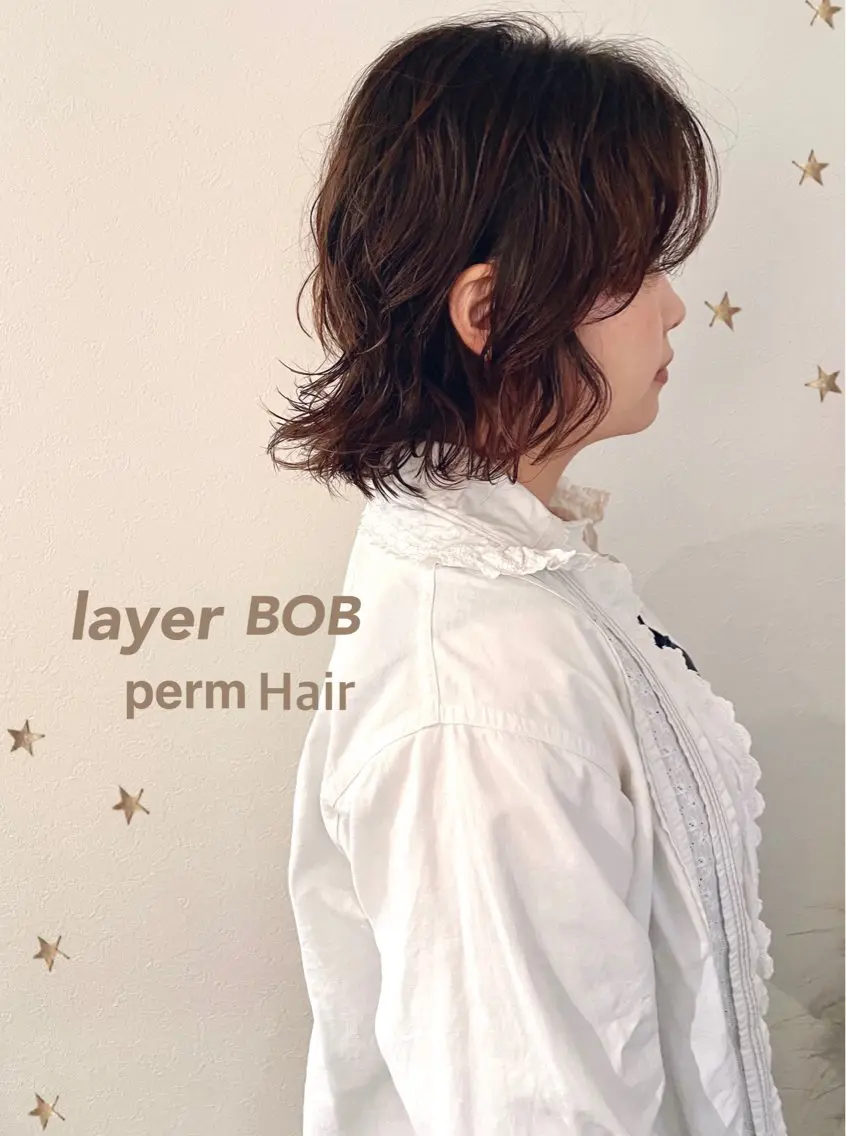 ミディアム パーマ カット パーマ 市川 千夏のヘアスタイル