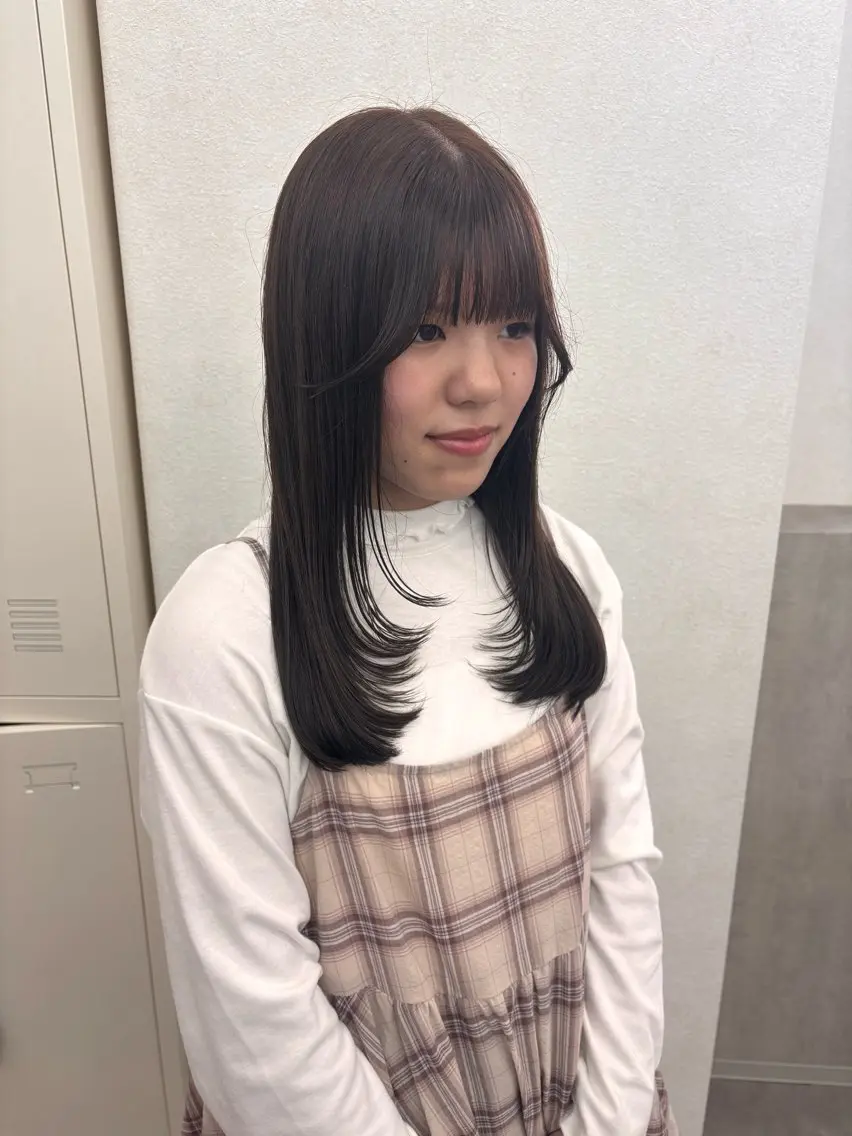 セミロング カット ヘアカラー トリートメント ラーム松江学園店 武田蘭可のヘアスタイル