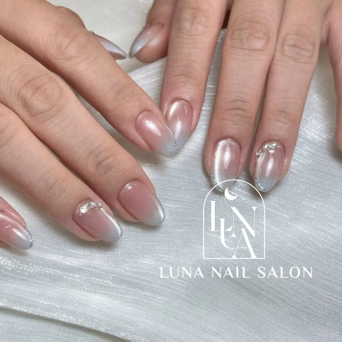 ネイル アートネイル フレンチネイル ジェルネイル ガラスフレンチ 韓国ネイル ハンドネイル フットネイル ハンドケア LUNA Nail salon💕のネイルデザイン