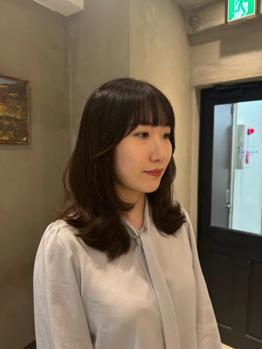 セミロング ヘアカラー トリートメント 新宿/顔周りカット +レイヤー=しずく♩のヘアスタイル