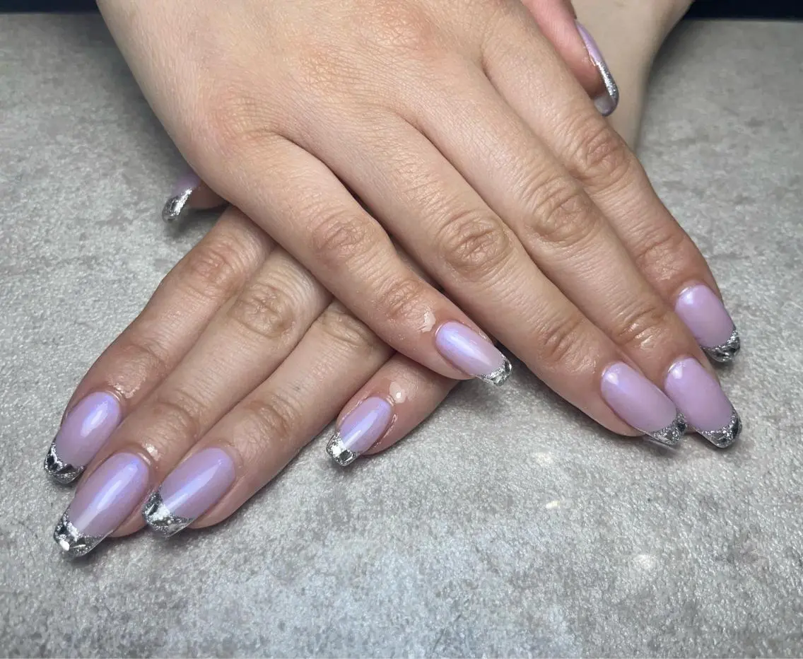 ネイル フレンチネイル ジェルネイル ガラスフレンチ パラジェル BLANC.nail yuuのネイルデザイン