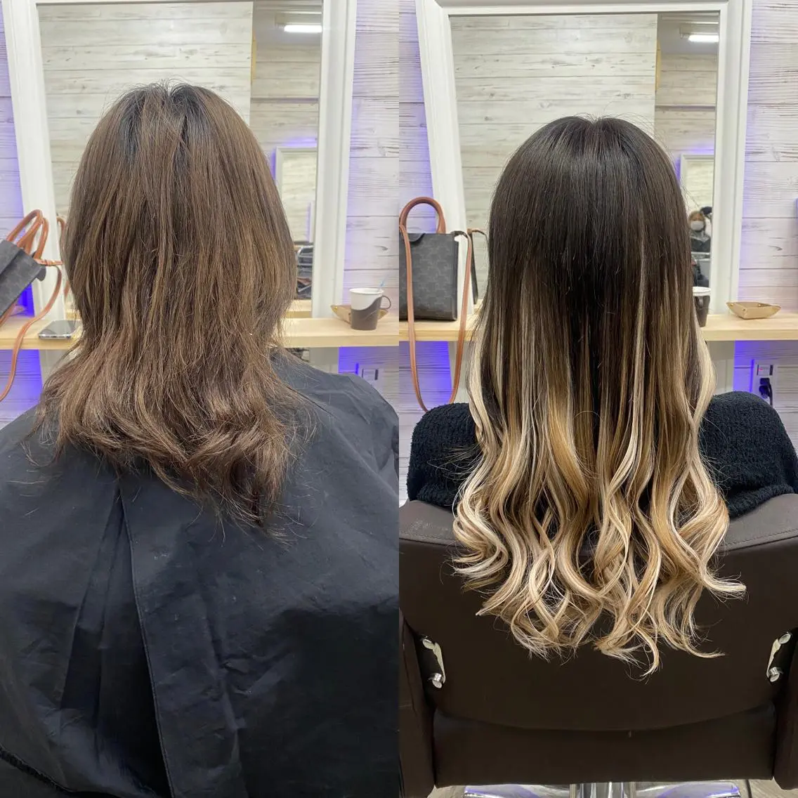 ロング カラー ヘアアレンジ アイブロウ ショートボブ 編み込みエクステ シールエクステ バレイヤージュ ベージュカラー FAAM Tsuneのヘアスタイル